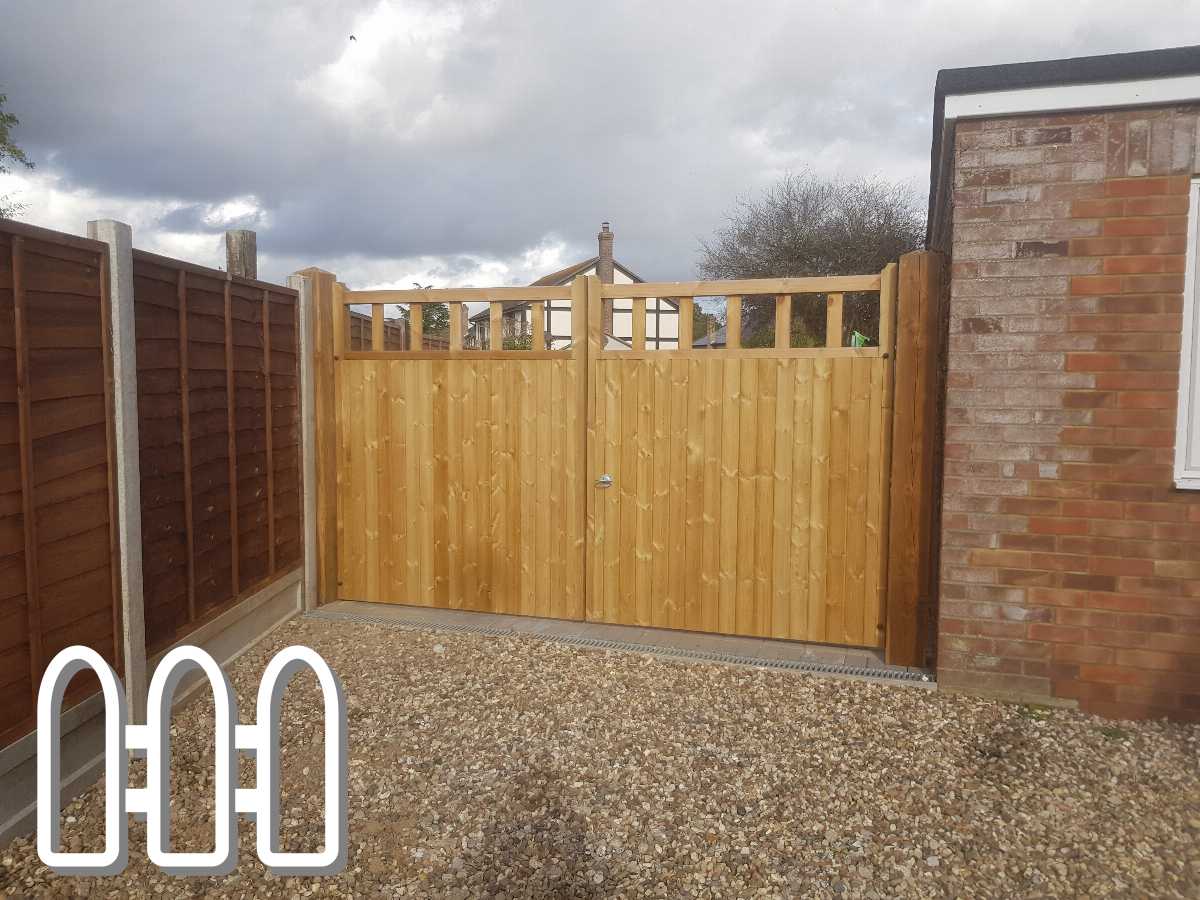 Sturdy wooden fence panels mounted on a concrete base, enhancing the privacy and security of a residential property